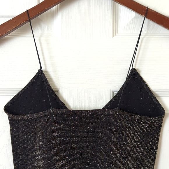 Intimately Free People Lurex Knit Skinny Strap Seamless Brami Top Black Gold XS - Picture 8 of 9